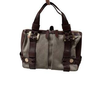 Michael Kors Vintage Leather and Canvas Satchel Grab Bag
